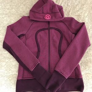 Pink and plum striped lululemon zipper hoodie