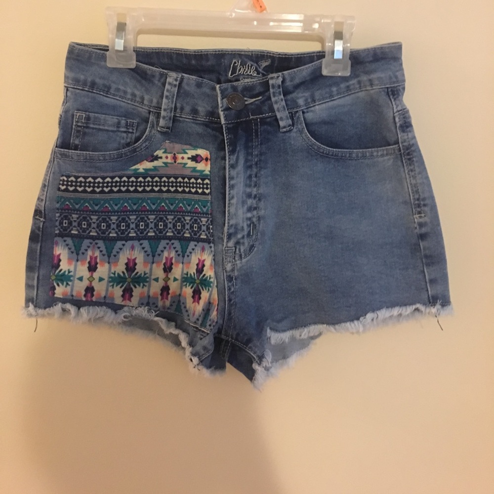 Light denim jean shorts