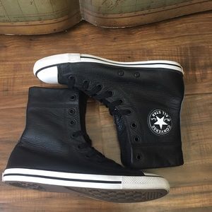 Converse Black Leather High Tops