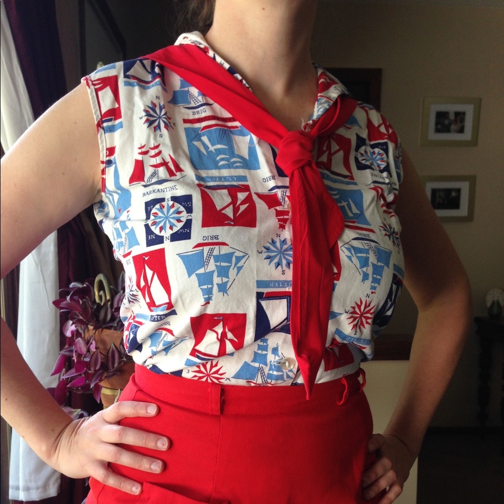 Vintage ship shirt dress