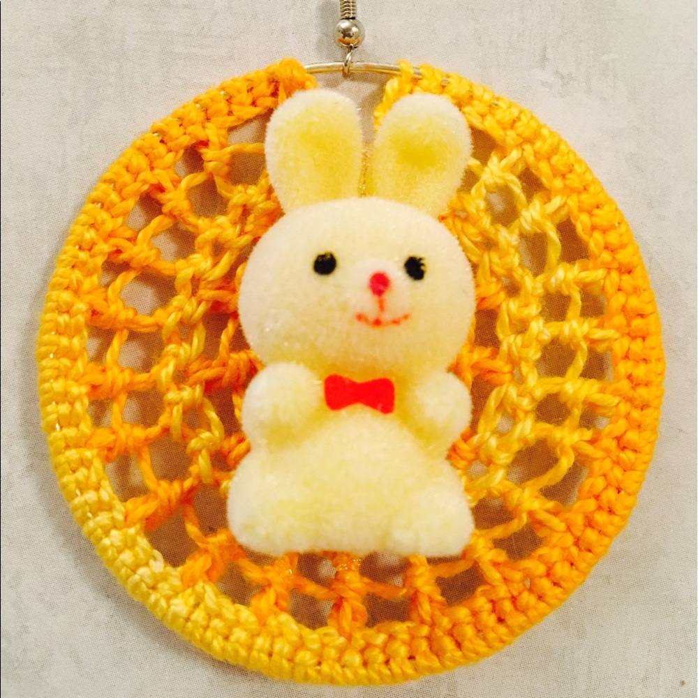 Yellow Crochet Bunny Rabbit Earrings