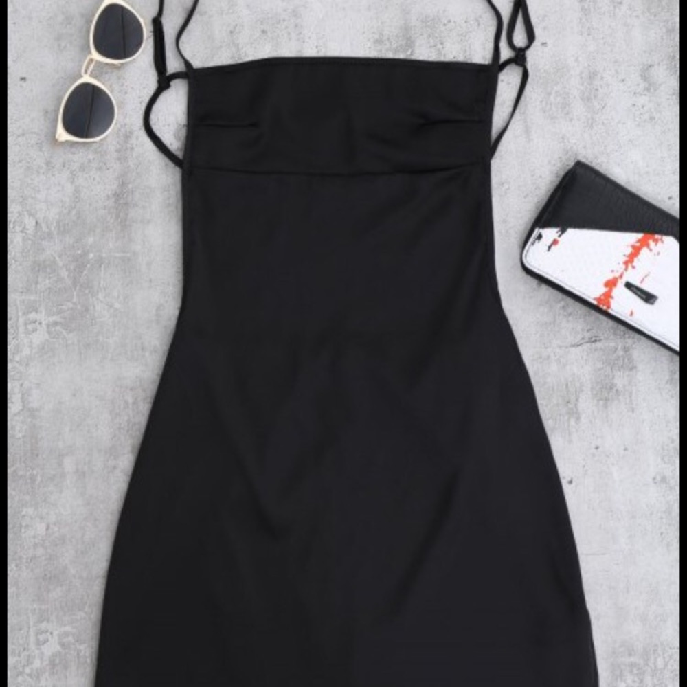 Black silk mini dress