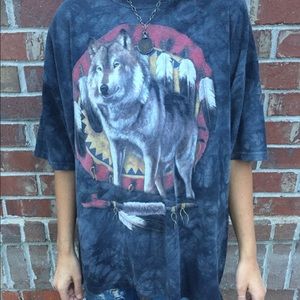 Tie dye wolf Native American Tshirt / tee
