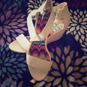 White wedges with strap