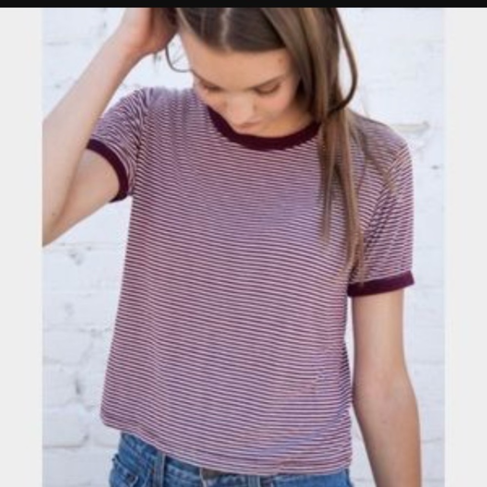 Maroon striped ringer tee
