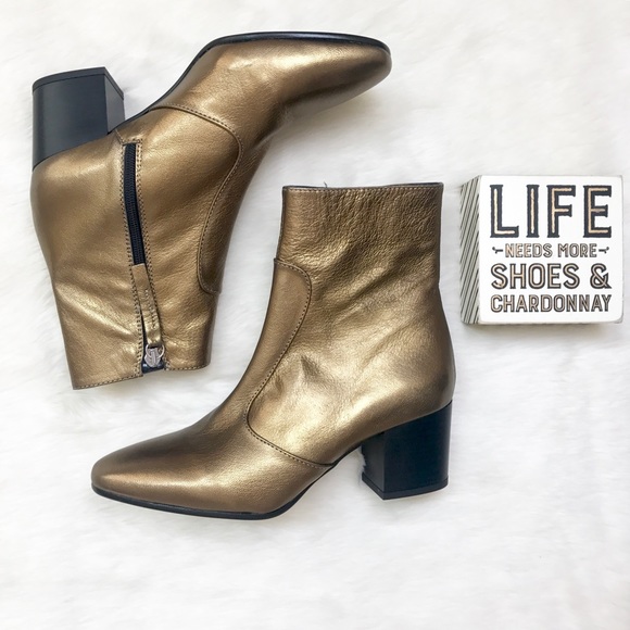 metallic gold booties