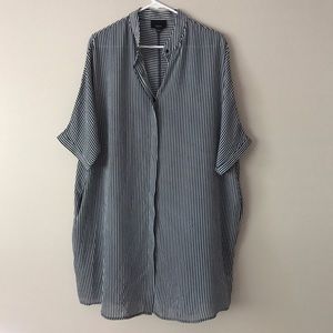 Lumiere navy/white Striped Poly Shirtdress | L