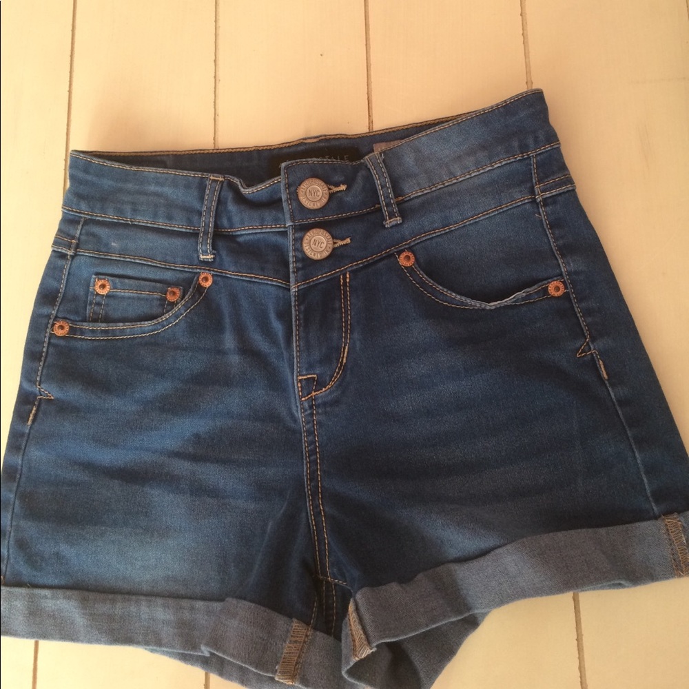 High waisted blue shorts