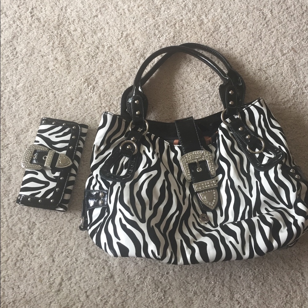 Zebra purse with matching wallet