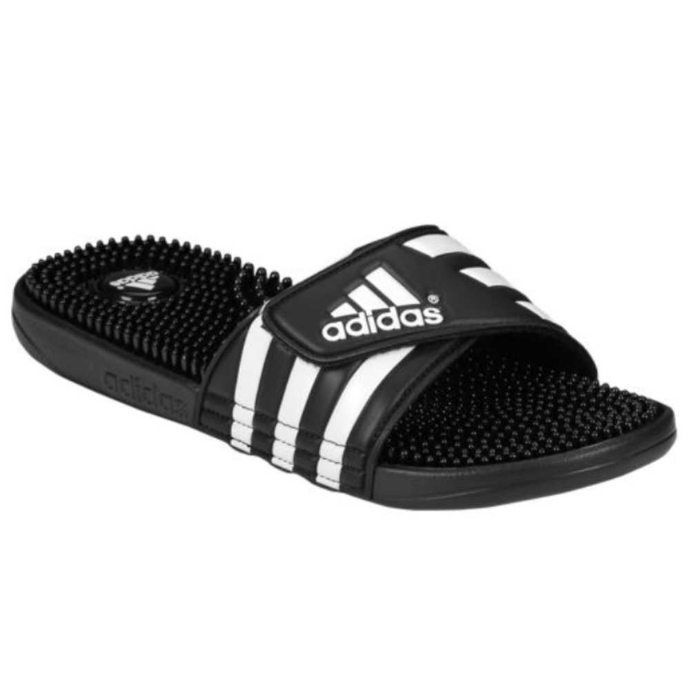 Adidas addisage slides next to New no damage