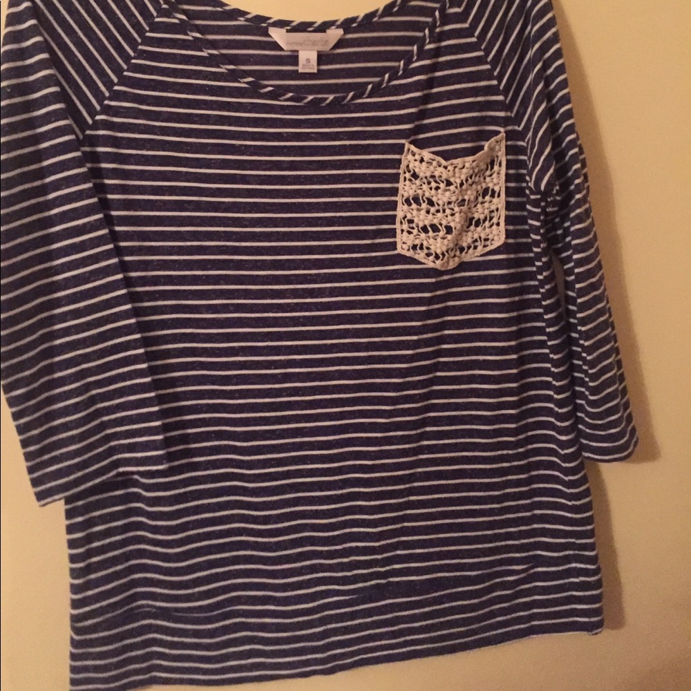 Navy and white pocket tee