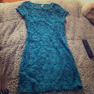 Blue lace cocktail dress