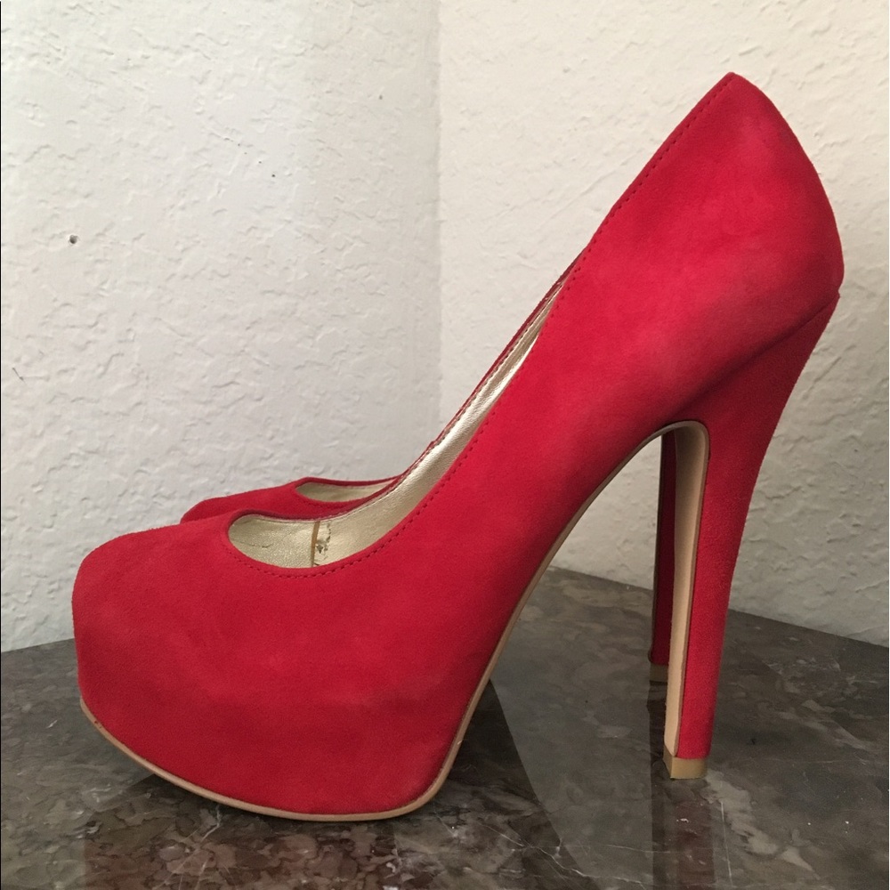 Red Suede Pumps - MICHAEL