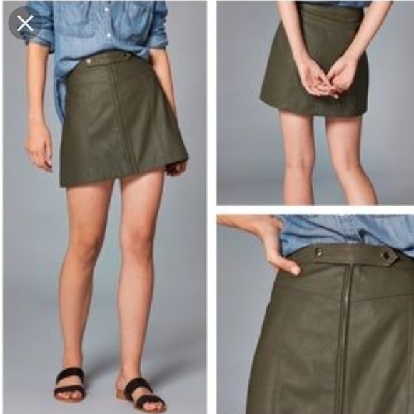 abercrombie & fitch army green leather skirt - Picture 1 of 3