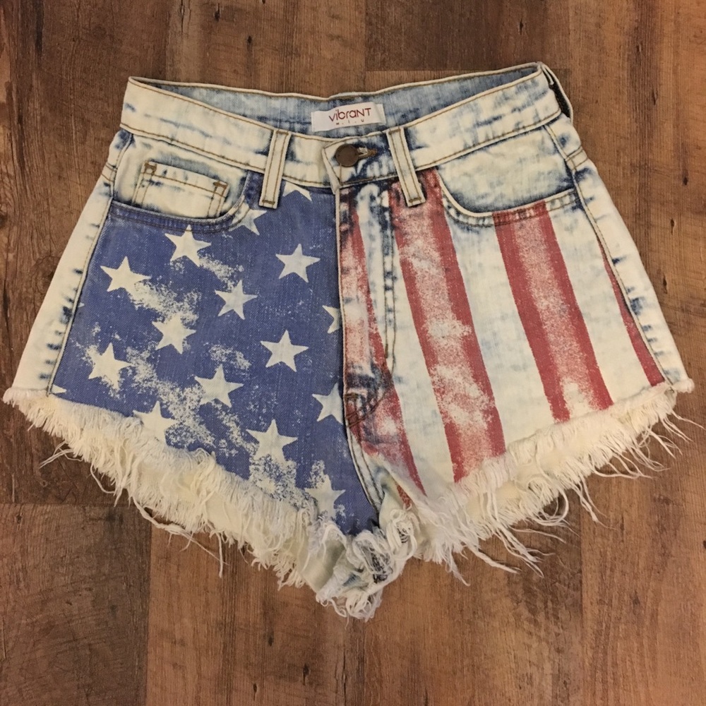 American Flag High Waisted Shorts