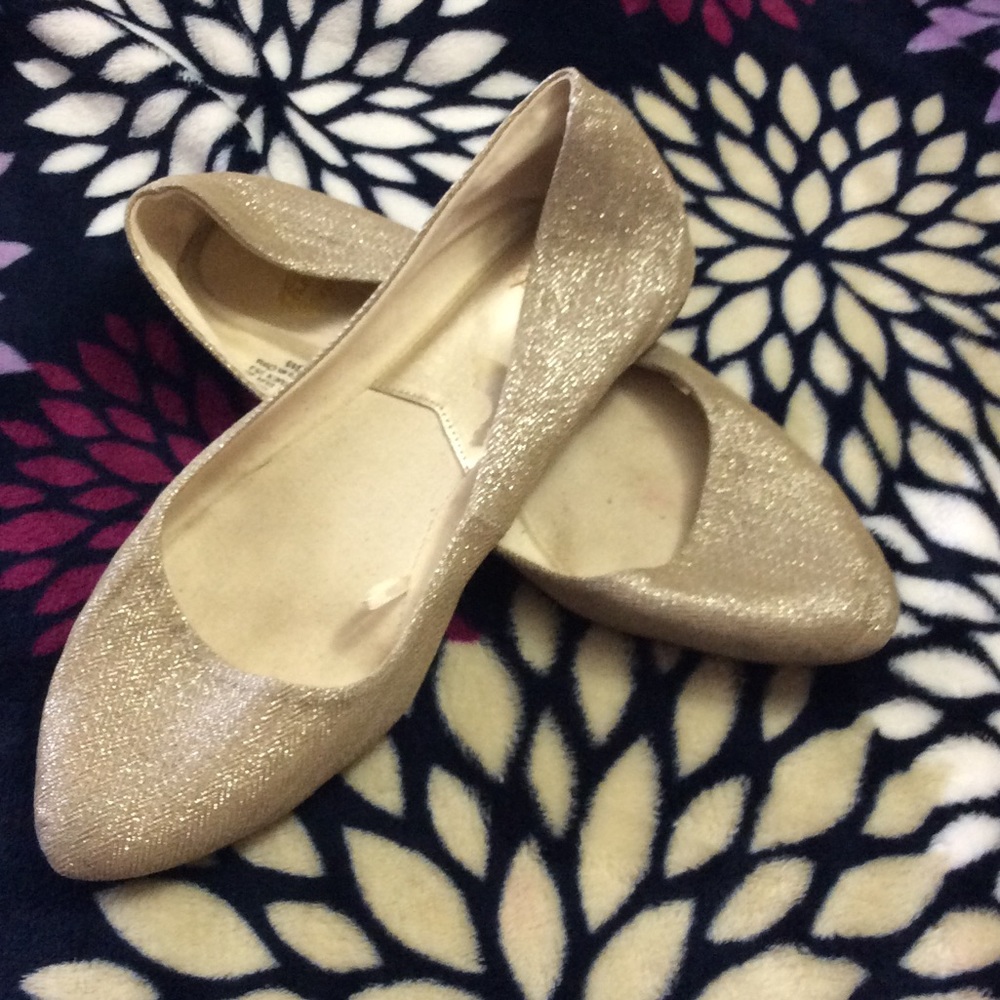 Sparkly light gold flats