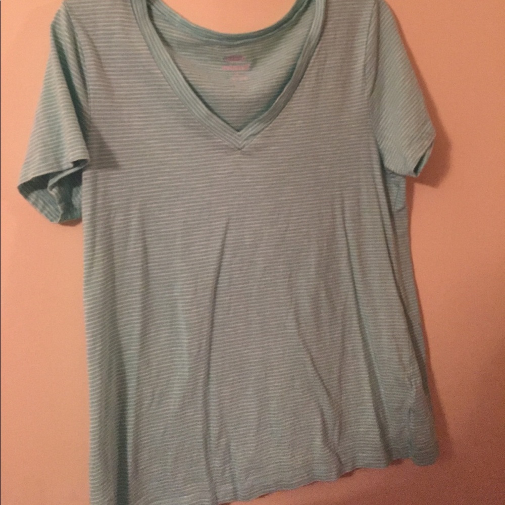 mint and white striped tee