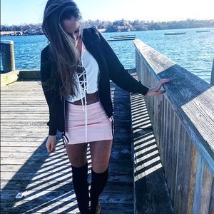 Light pink faux leather skirt