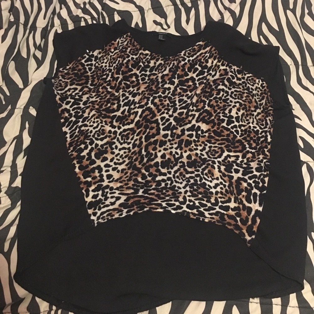 black, cheetah shirt