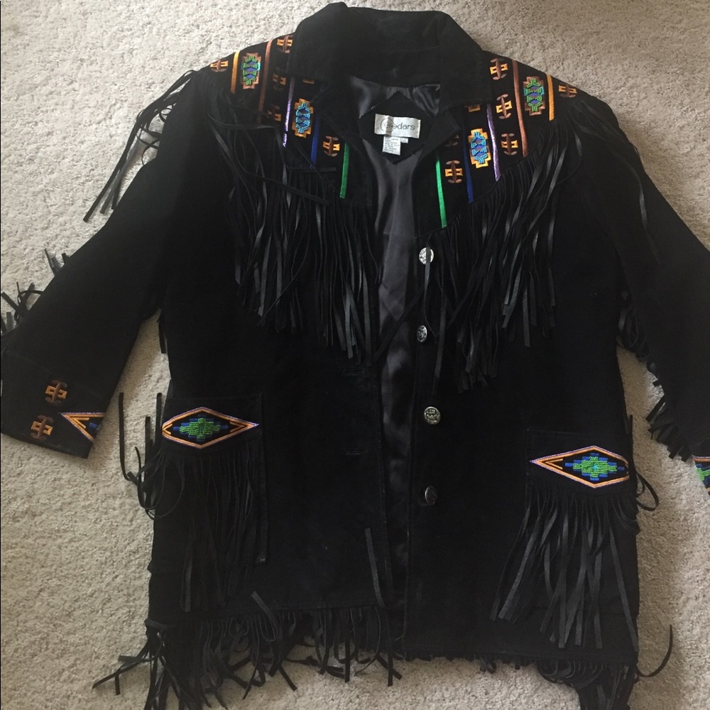 LAST CHANCE! Vintage Leather Fringe Beaded Jacket