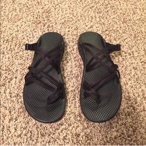 Black backless Chacos