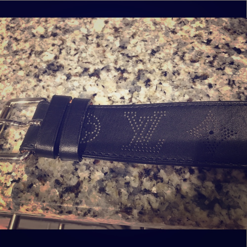 Black LV perforated belt