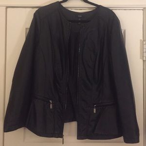 Alfani Faux Leather Peplum Jacket - Black 2X