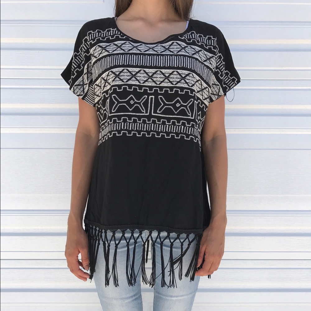 Aztec Pattern Black Shirt