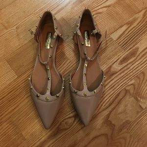 Halogen T Strap Nude Flats Size 8.5