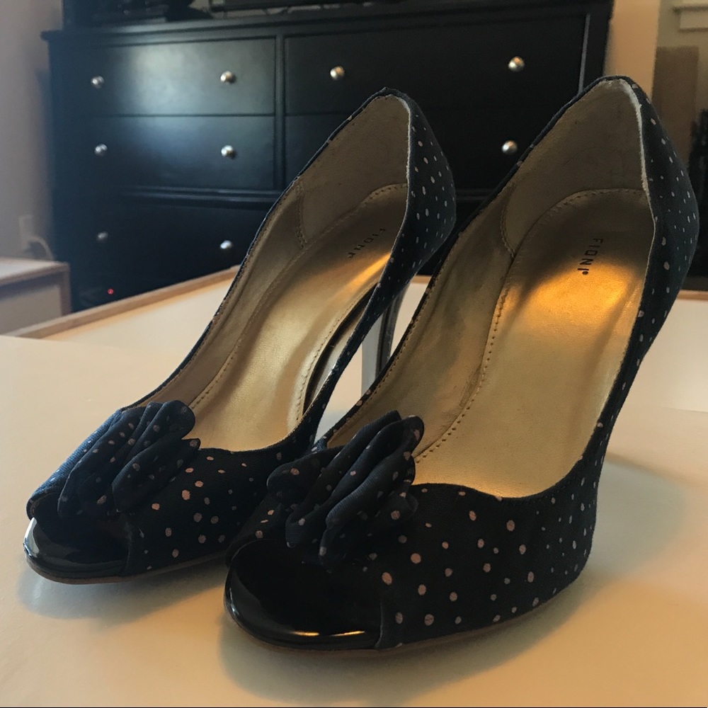 Navy and Pink polka dot high heel