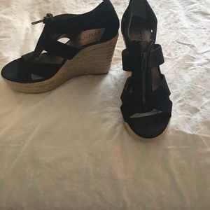 Black Wedge Sandals