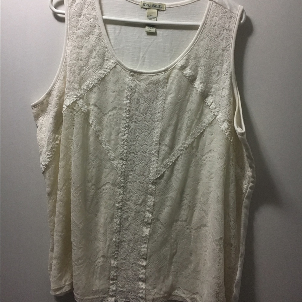 True self ivory/cream blousy tank top 2x