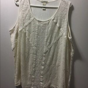 True self ivory/cream blousy tank top 2x