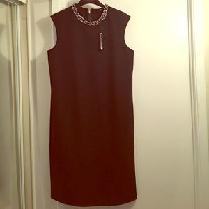 Magaschoni black dress with embellished collar