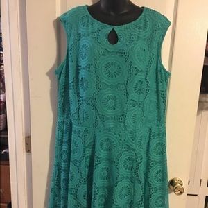 London Style Collection 20W Teal Lace Dress