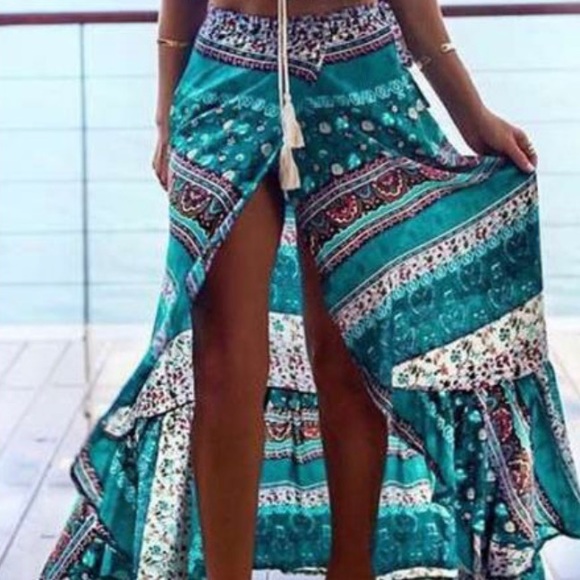 🌴Nora Teal Bohemian Off the Shoulder😎 Set 2 Left - Picture 2 of 8