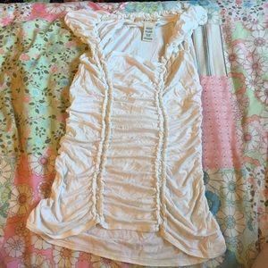 White, gathered/puckered cotton blouse
