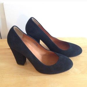 Madewell Frankie black suede heels