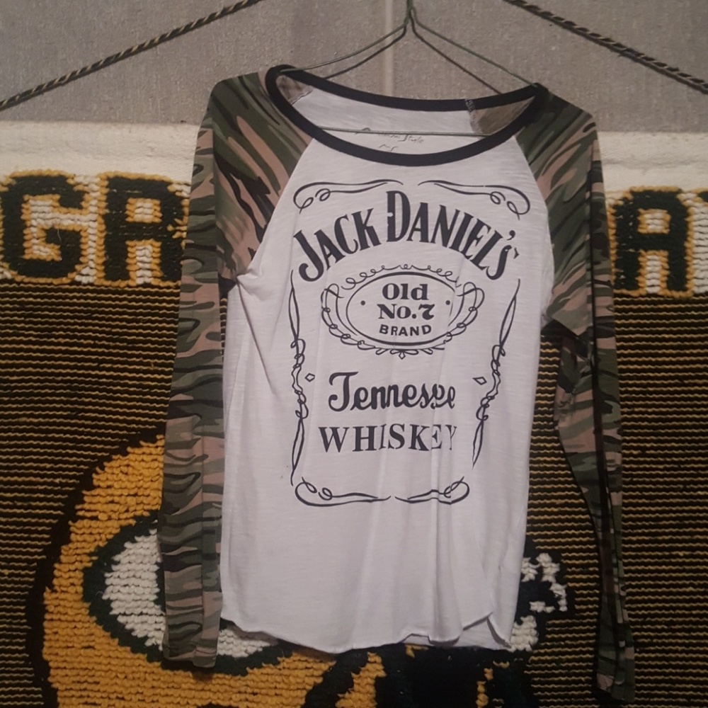 Camo and white long sleeve shirt