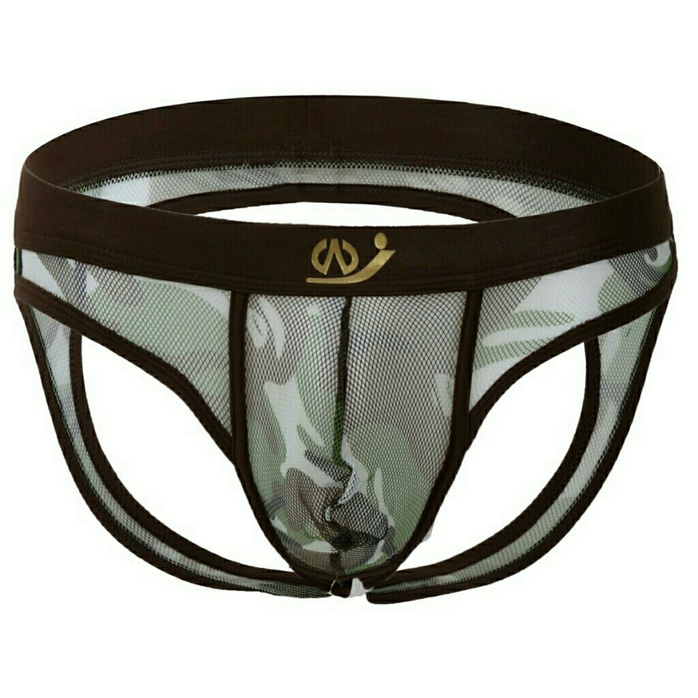 Men's sheer netted camouflage underwear