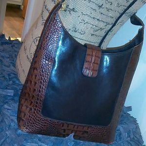 Vintage black and brown leather Brahmin purse