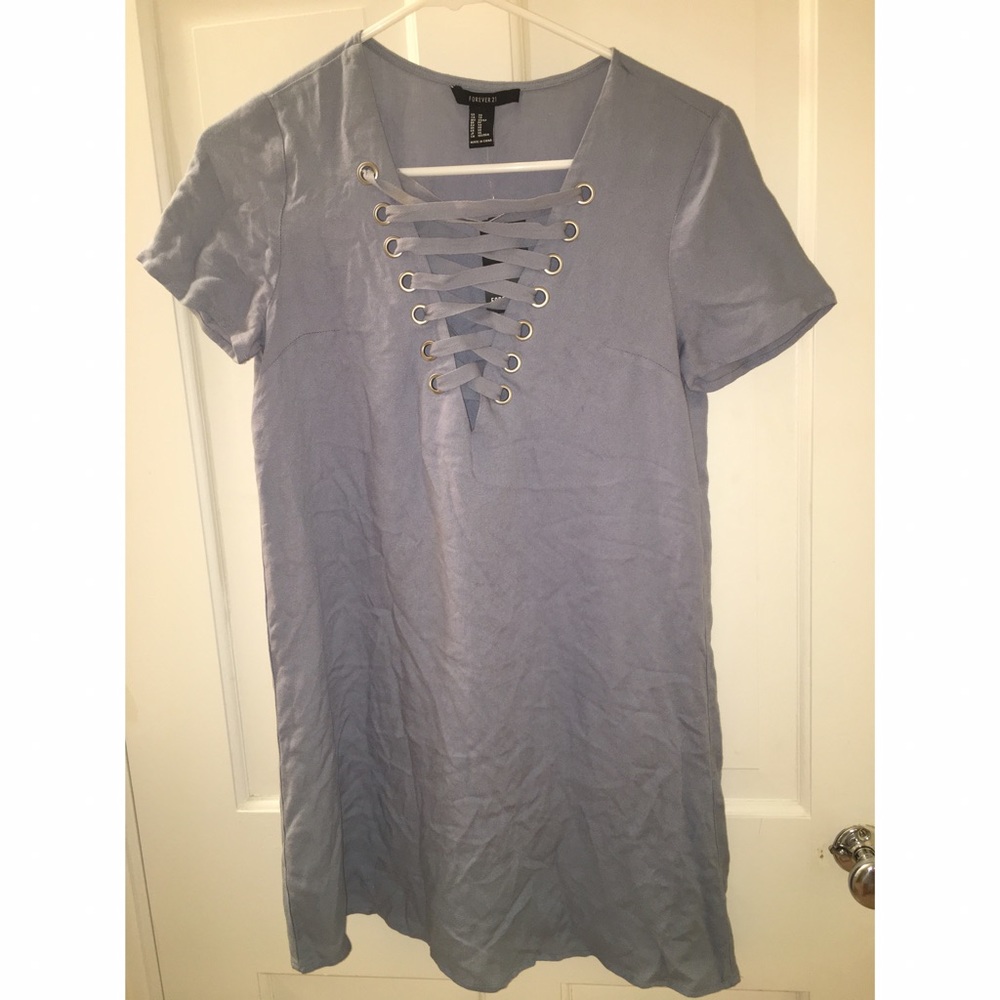 Blue Lace-Up Dress