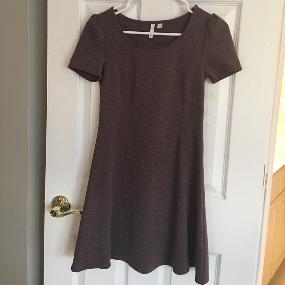 Plum A-Line Dress,Cap Short Sleeves
