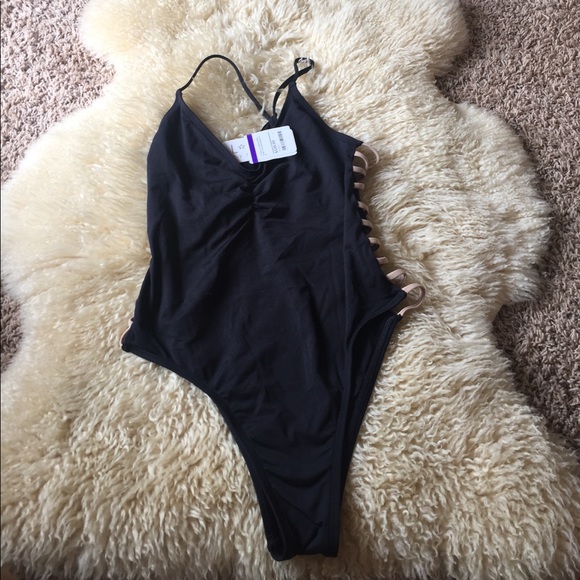 SOLD--L Space wild side one piece Black/cream - Picture 2 of 3