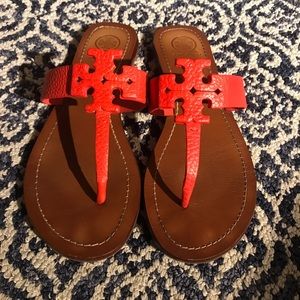 Tory Burch Moore Flat Thong Sandal Poppy Coral