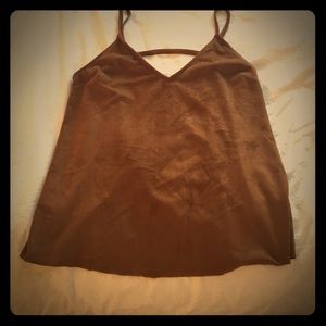 Bronze Faux Suede spaghetti strap top