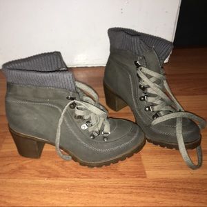 military style navy green booties