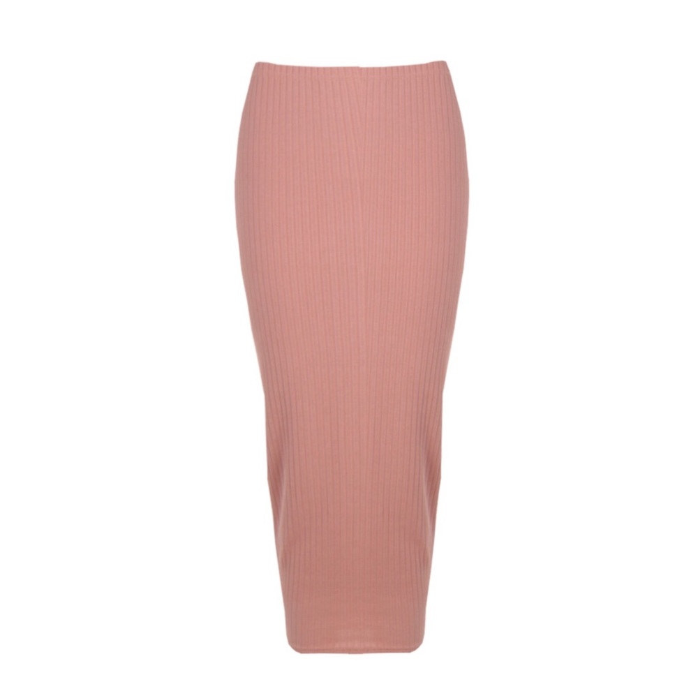 NWT Boohoo Eeva Longline Ribbed Midi Skirt