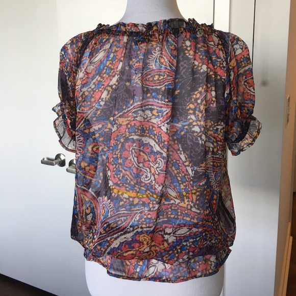 Sheer Paisley Lightweight Work Blouse - Picture 2 of 4