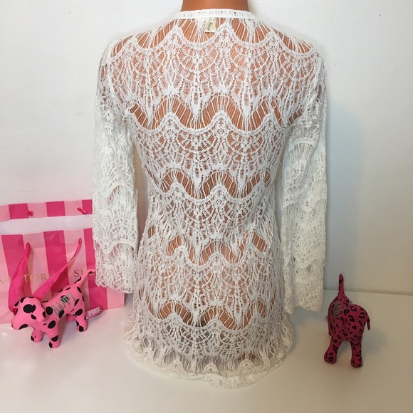 NEW LACE COVER UP IVORY LONG SLEEVE - Picture 3 of 4
